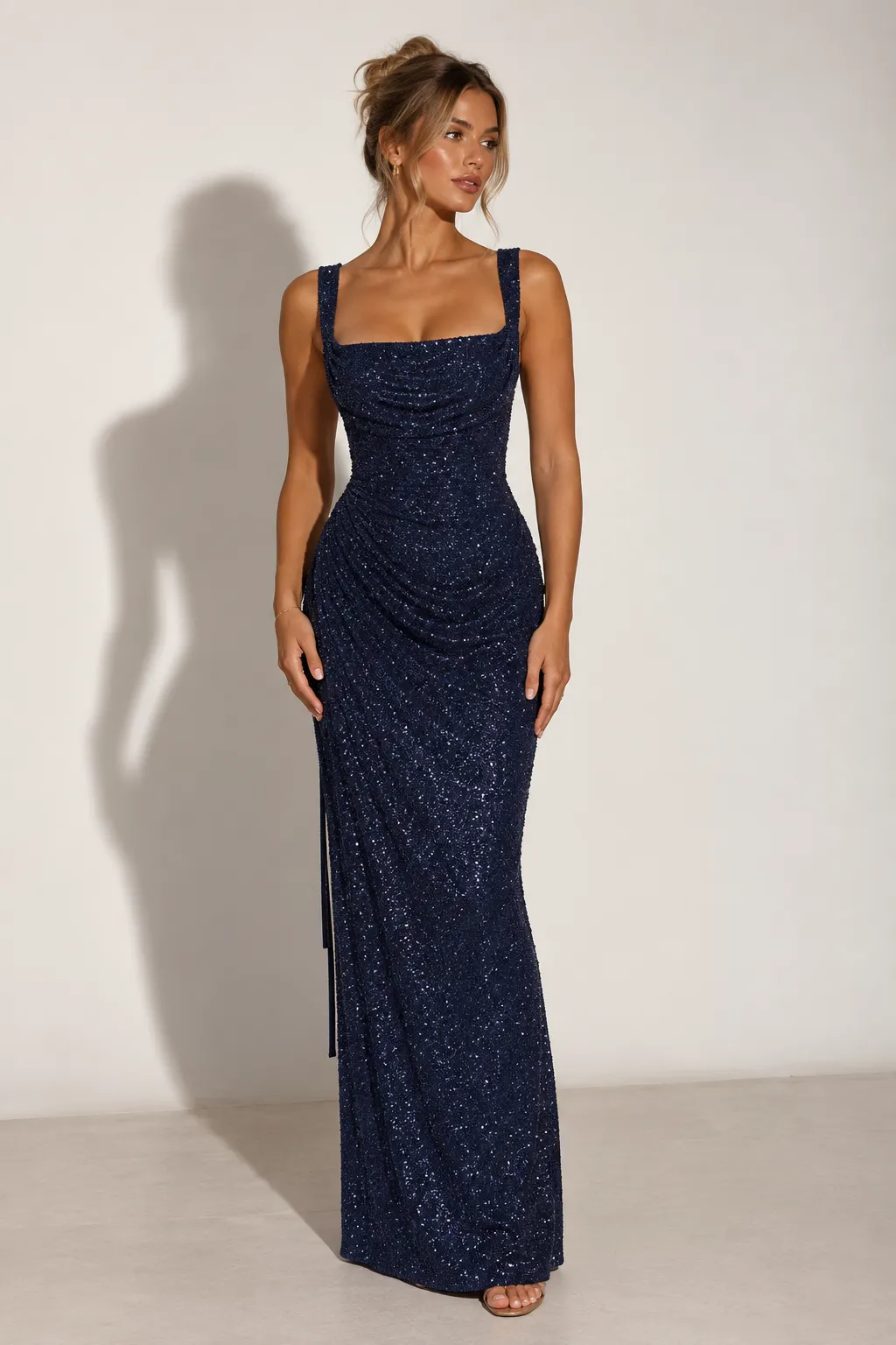 Vestido Maxi BABYBOO Azul Marino con Brillo – Talla M